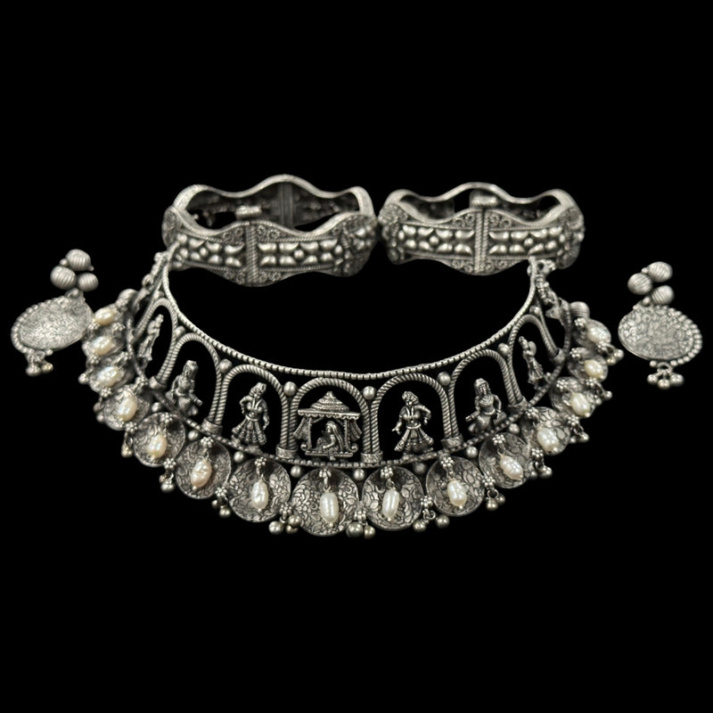 925 Sterling Silver Designer Necklace Set - Design