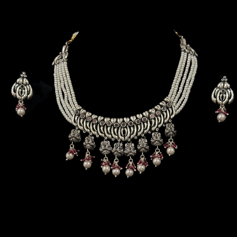 925 Sterling Silver Designer Choker Necklace Set - Design