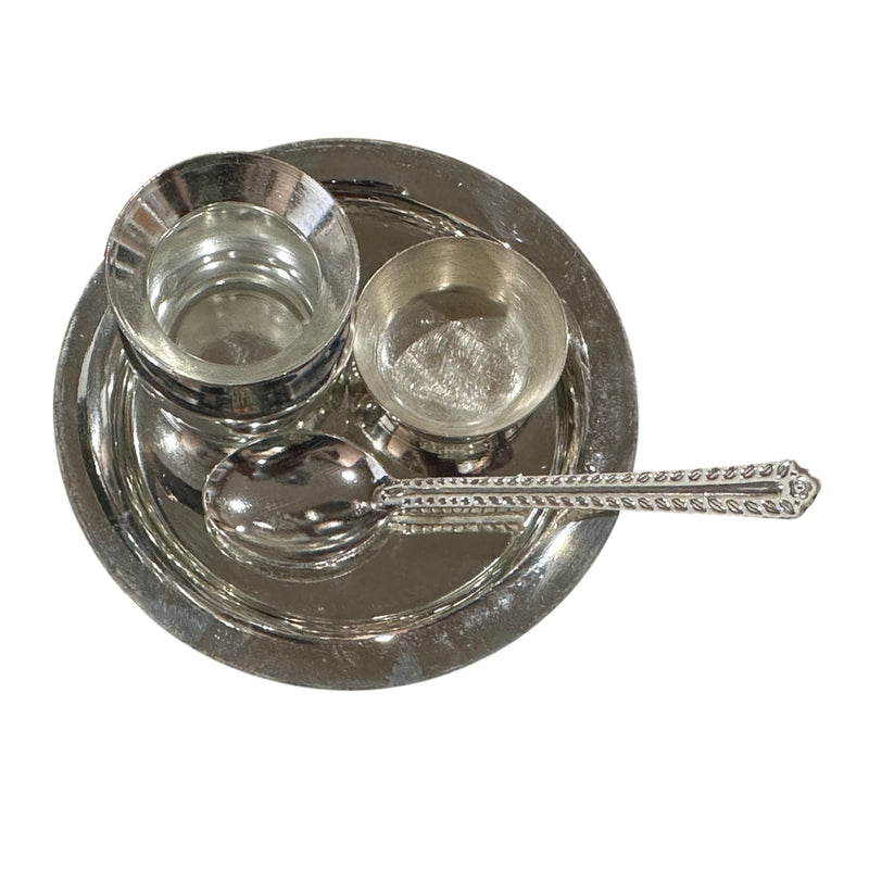 925 Silver 3.5 inch Small Puja Thali -3.5" Set
