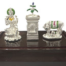 999 Pure Silver Kamdhenu Cow, Tulsi & Lakshmi Statue  - 2.0-inch Tall Idol / Murti (Figurine