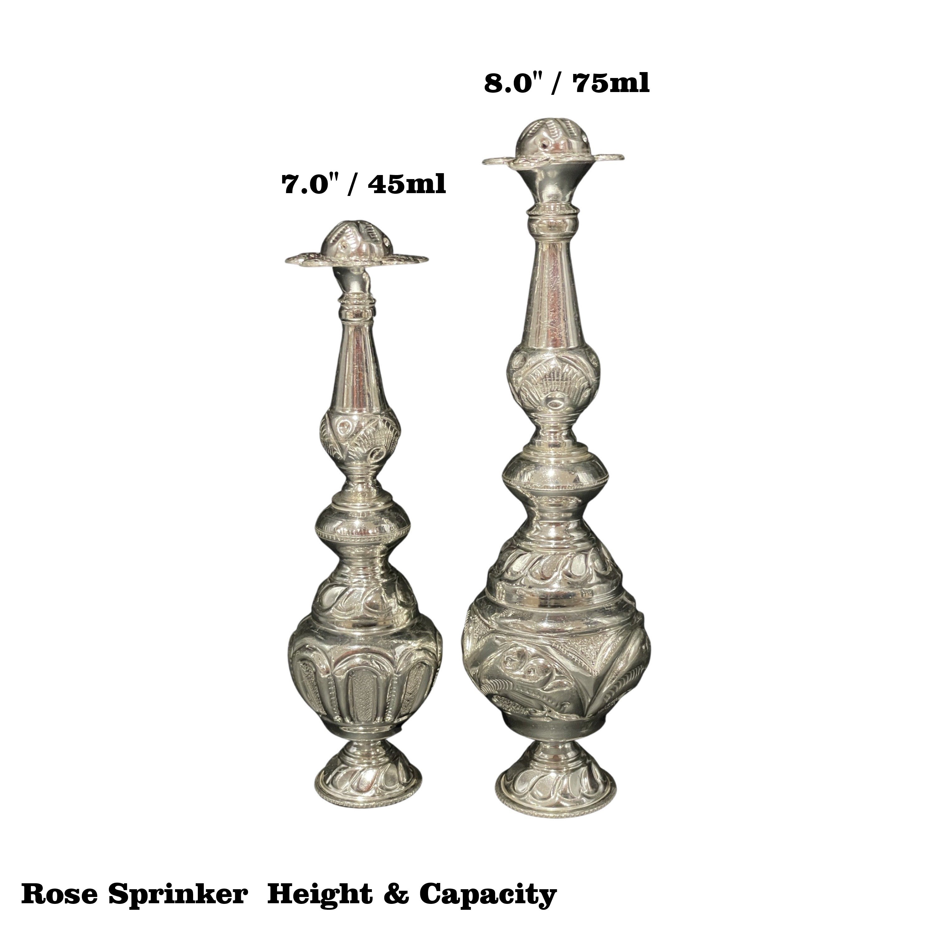 925 Sterling Silver Hallmarked Hand Engraved Rose Water Sprinkler / Pa