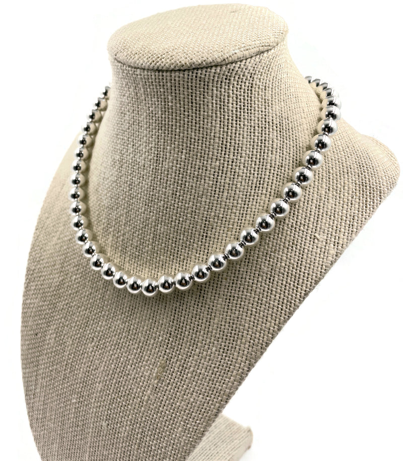925 Sterling Silver 5 MM Beaded Ball Necklace - Design