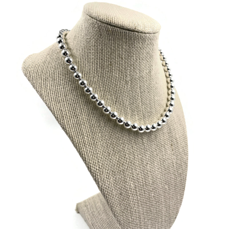 925 Sterling Silver 5 MM Beaded Ball Necklace - Design