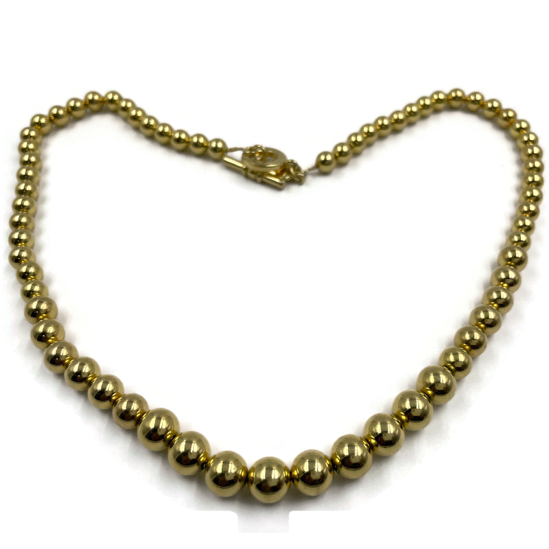 925 Sterling Silver 4MM Beaded Ball Gold Plated Necklace - Design
