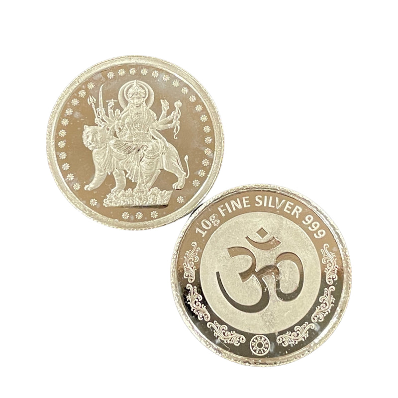 999 Pure Silver Ambe Mata / Durga Mata 10 Gram Coin -