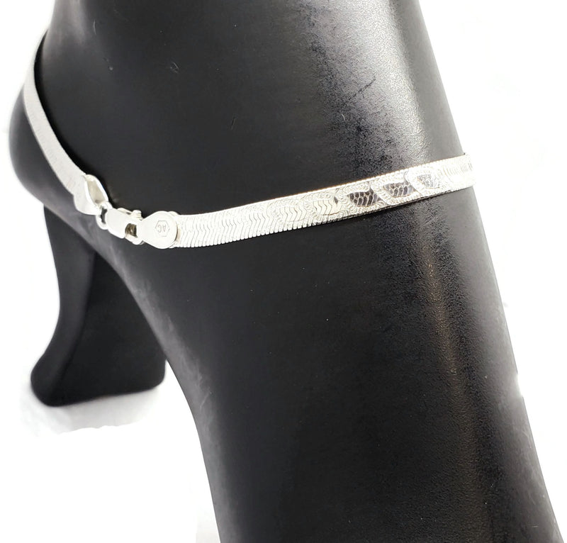 925 Sterling Silver Flat Design Anklet -