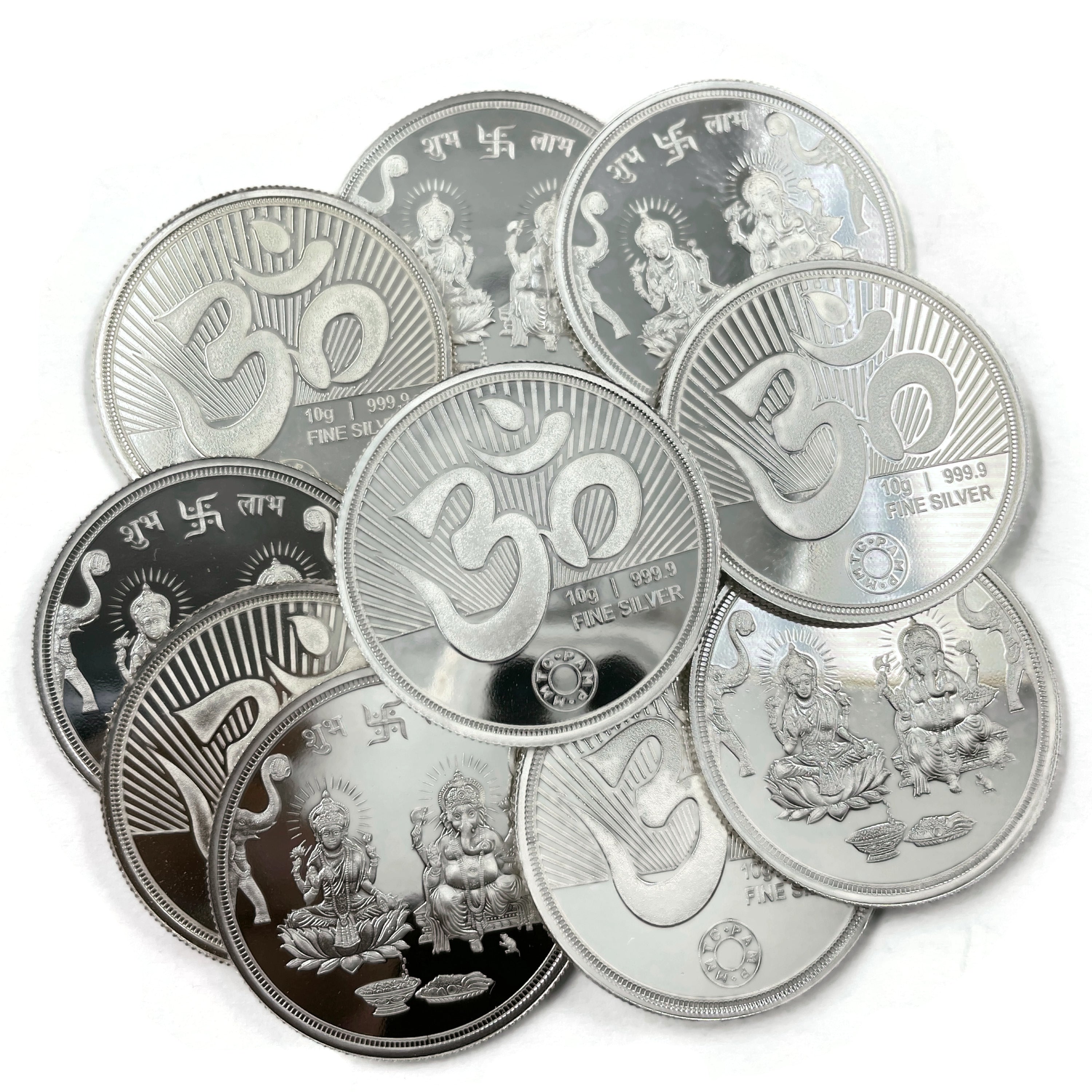  2020 IN 999 Ganesha Lakshmi/Laxmi Solid Pure Silver Ten Gram Coin  Silver Perfect Uncirculated : Everything Else