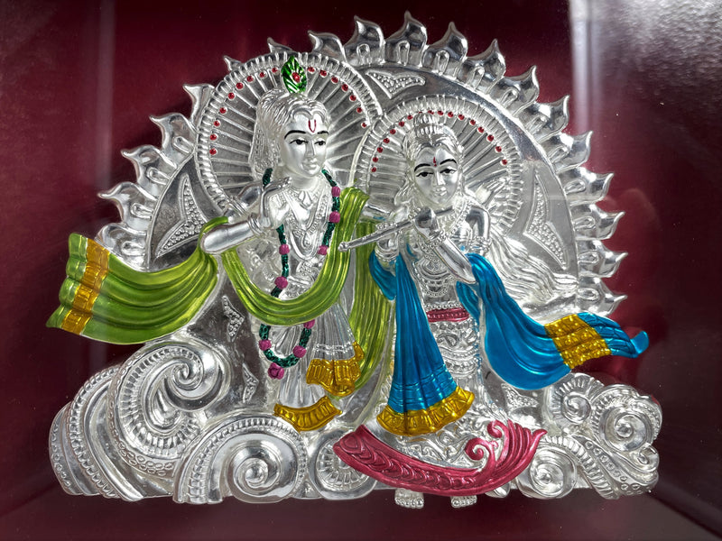 999 Pure Silver Radha Krishna Wall  Painting (Frame