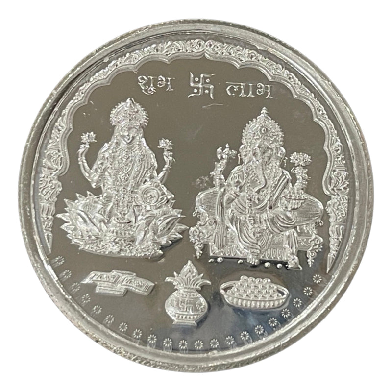 999 Pure Silver Ganesha Lakshmi / Laxmi 20 Gram Sealed Coin - Figurine