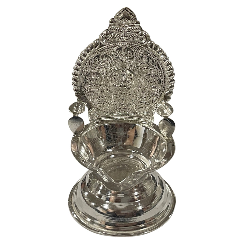 925 Sterling Silver Hallmarked 3.25 Inch Ashta Lakshmi / Kamakshi Deepak (Diya) Pair
