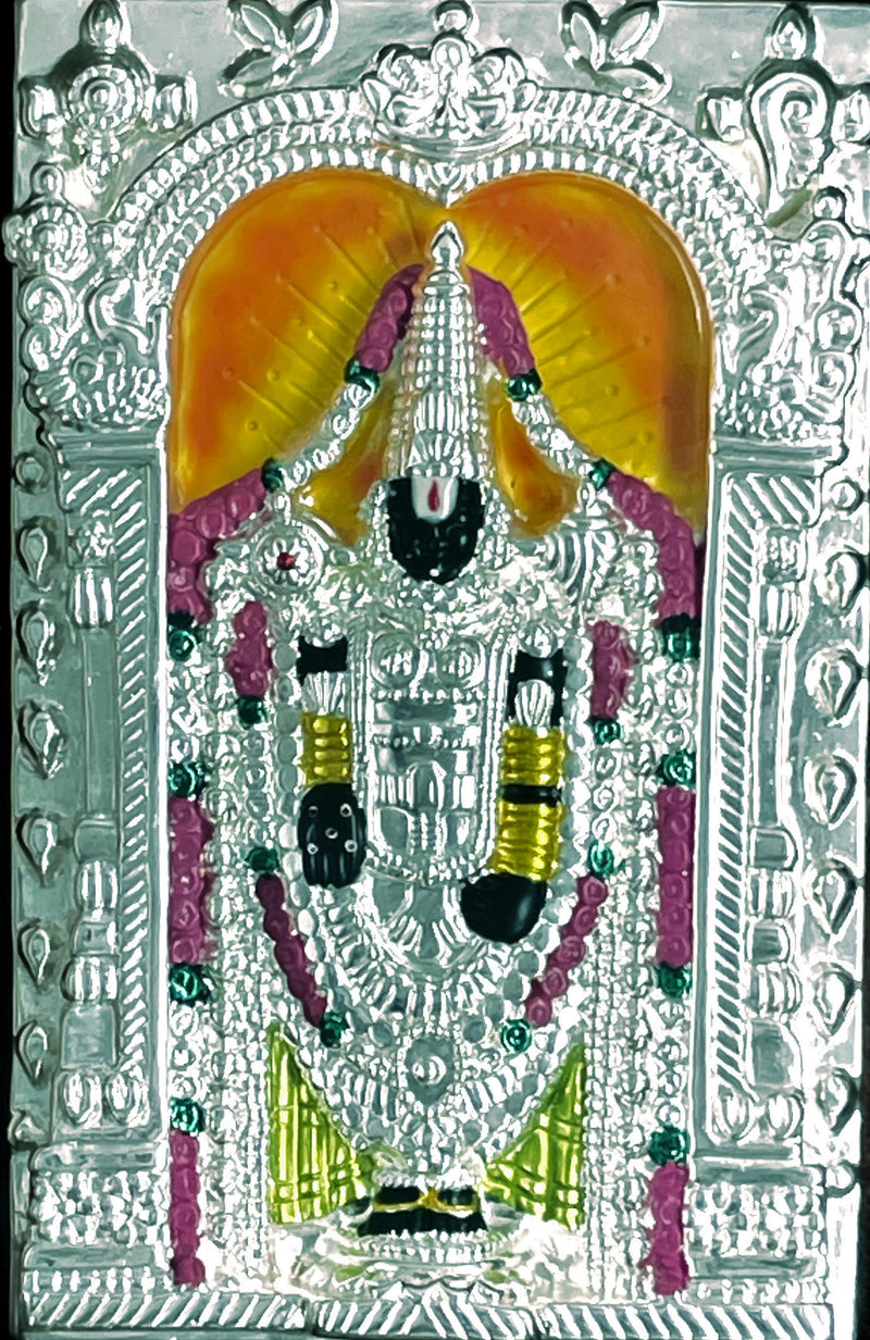 999 Pure Silver Tirupathi Balaji Wall  Painting (Frame