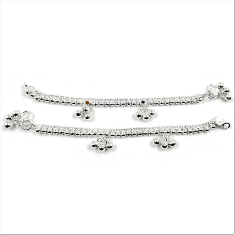 700 Silver Kids Traditional Meena Ball Anklet - Style