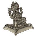 999 Pure Silver Ganesh & Lakshmi / Laxmi 2.5-inch Tall Idol / Statue / Murti (Figurine