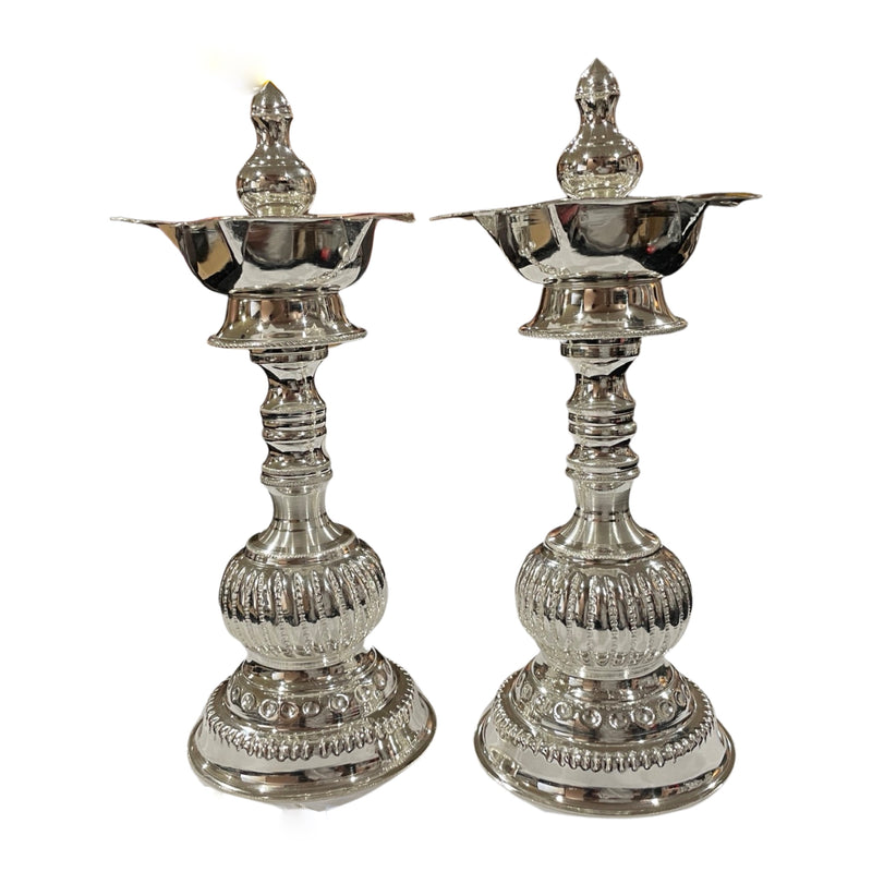 925 Sterling Silver Hallmarked Five Star / Kerala Naxi Samai (Diya) Set / Kuthu Vilakku Pair