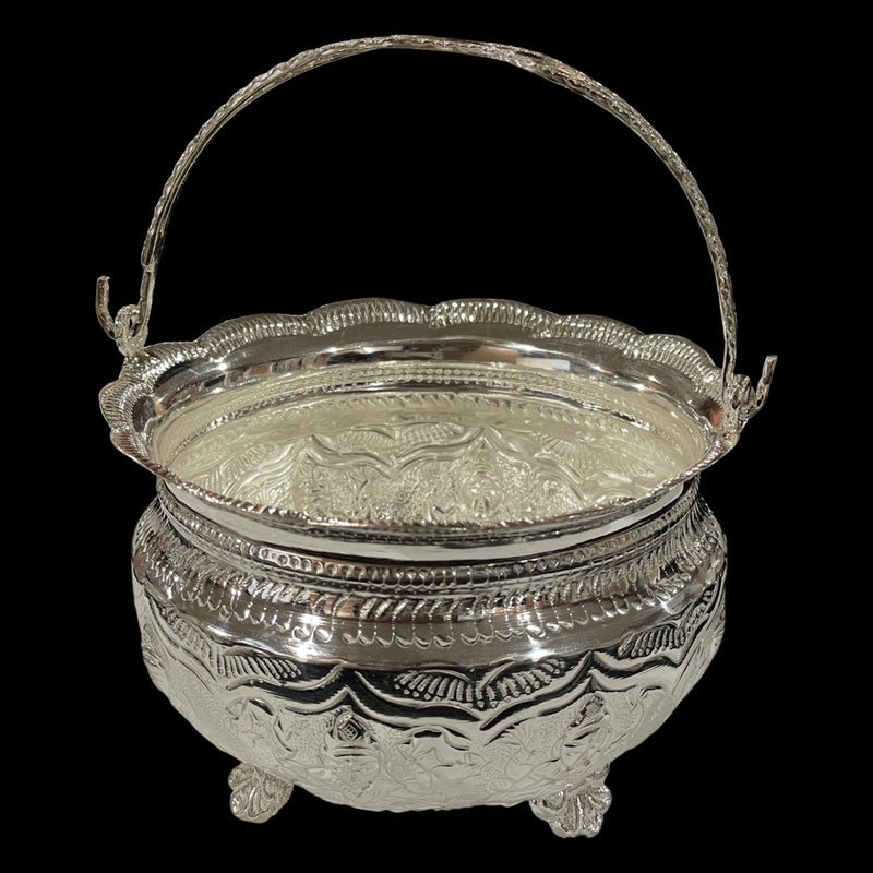 925 Sterling Silver Hallmarked Ashtha Lakshmi Puja Flower Basket - Style