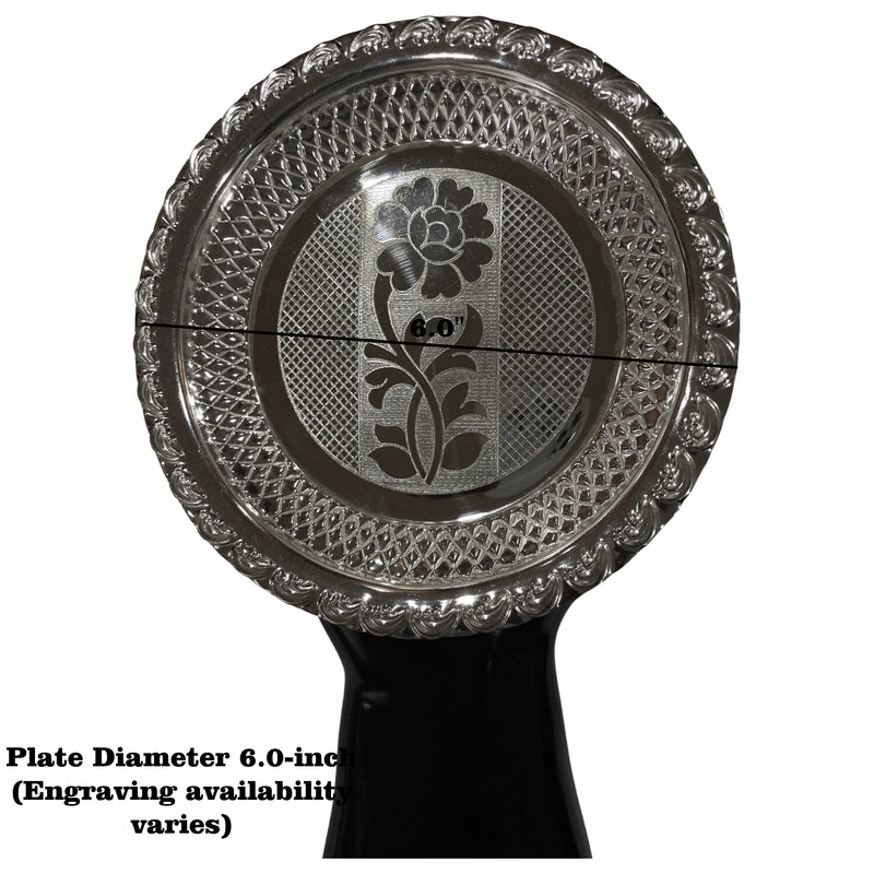 925 Sterling Silver Hallmarked Designer SMALL Puja Plate - Style