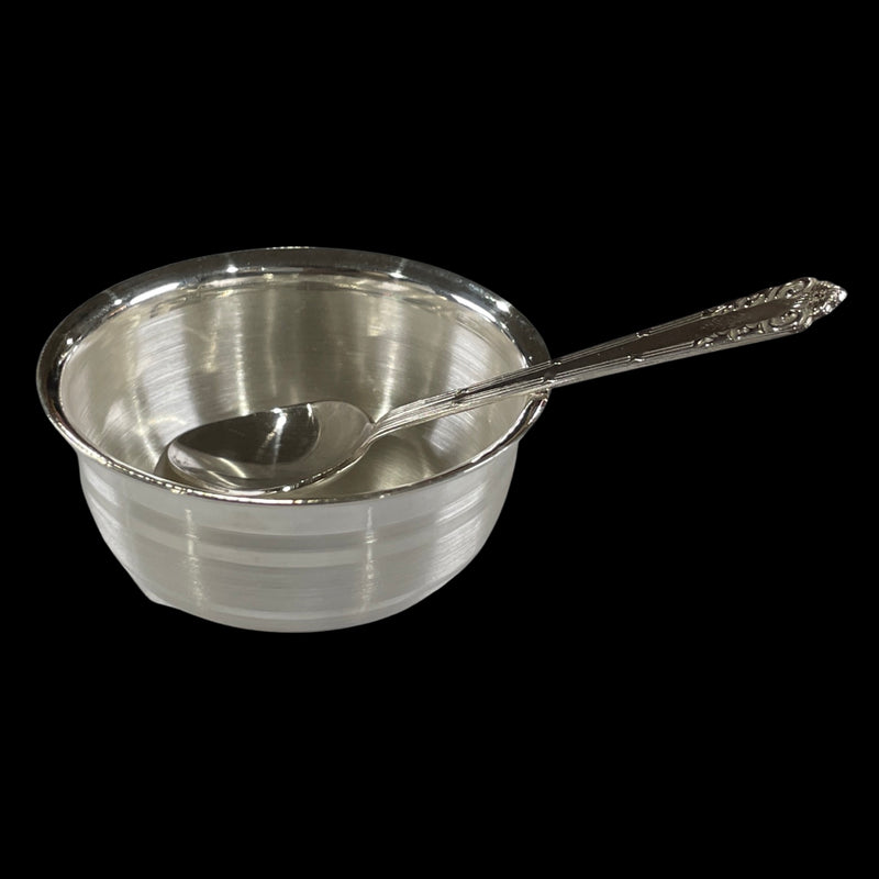 999 Pure Silver 2.5 inch SMALL Bowl & Spoon for Kids - 2.5-inch Set