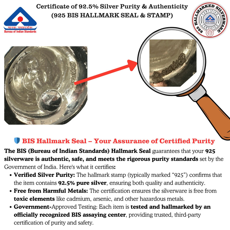 925 Sterling Silver Hallmarked Garuna Handle Puja Bell - Style