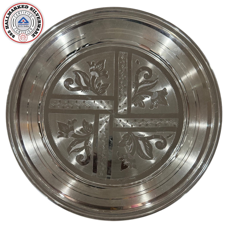 925 Sterling Silver Hallmarked Big Puja Thambalam / Platter Plate