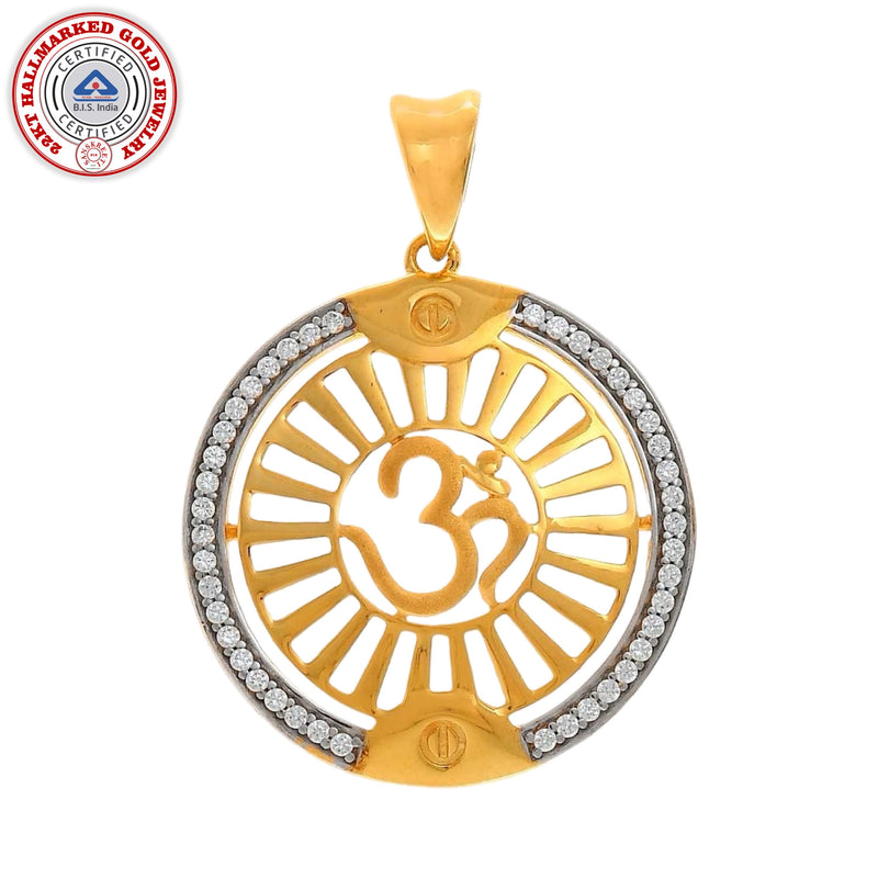 916 Gold Twenty Two Karat (22Kt) Hallmarked OM Pendant - Style