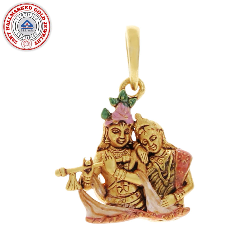 916 Gold Twenty Two Karat (22Kt) Hallmarked Radha Krishna Pendant - Style