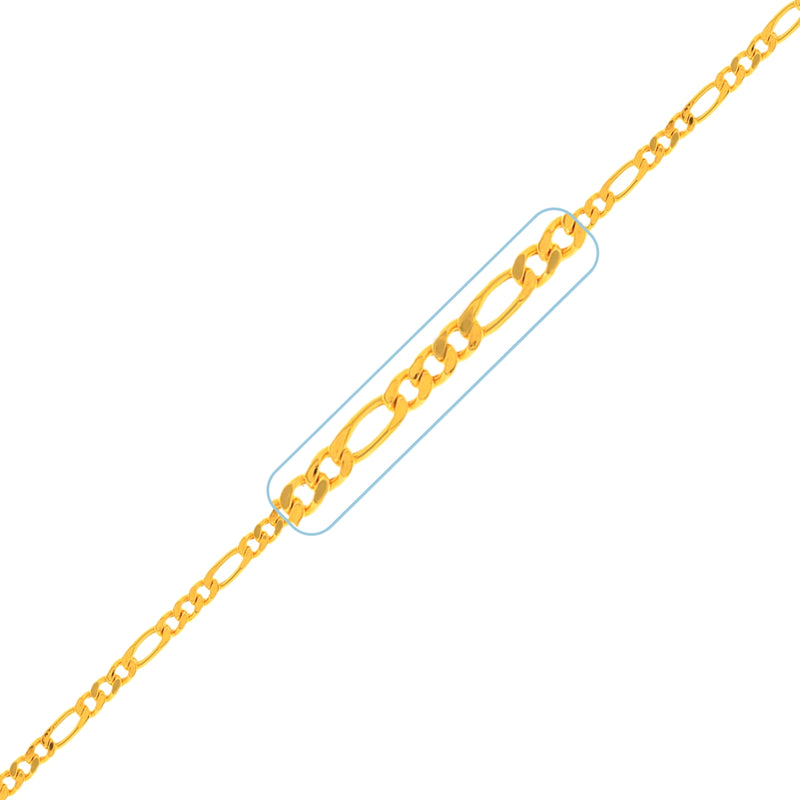 916 Twenty Two Karat (22K) Hallmarked Gold 3.0MM Figaro Chain