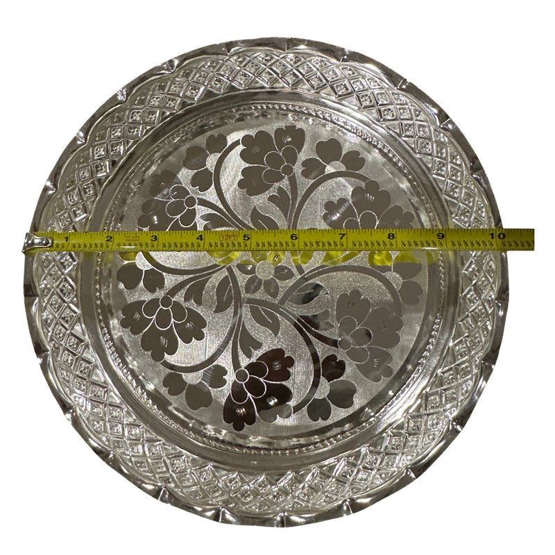 925 Sterling Silver Designer Hallmarked Large Puja Plate with Elephant Stand - Style