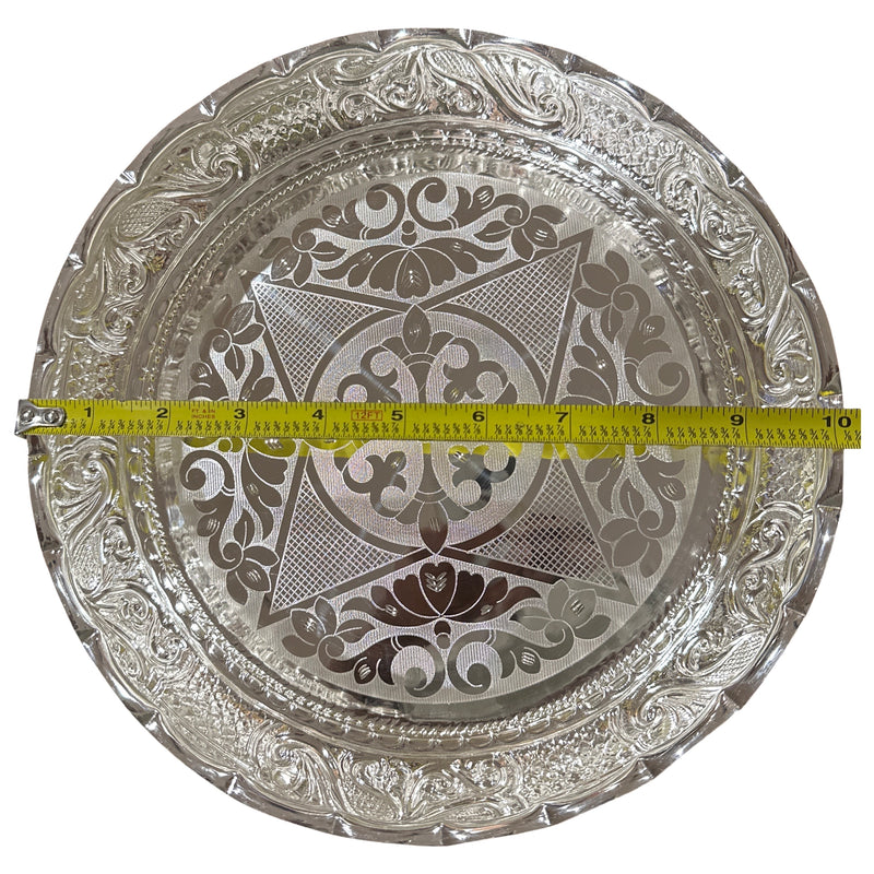 925 Sterling Silver Designer Hallmarked Large Puja Plate with Elephant Stand - Style