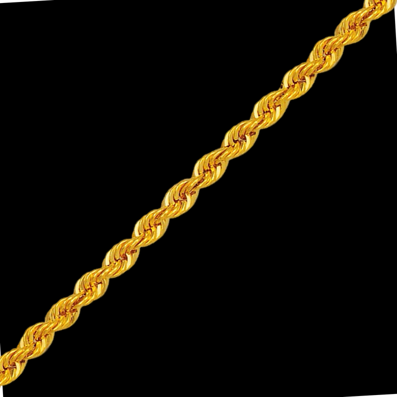 916 Twenty Two Karat (22K) Hallmarked Gold 4.0MM Hollow Rope Chain