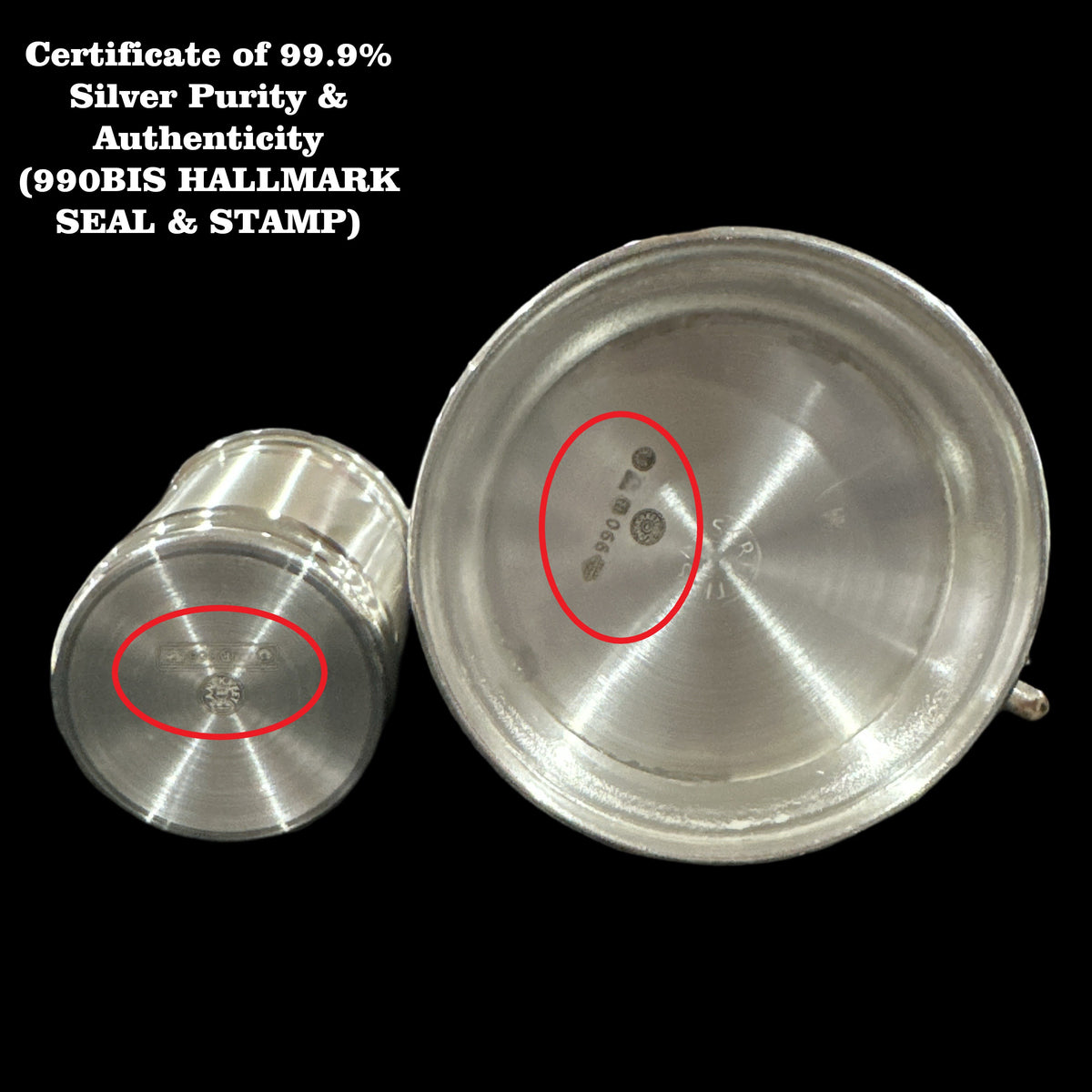 999 Pure Silver Hallmarked 650ml Water Pitcher & 250ml One Tumbler Set