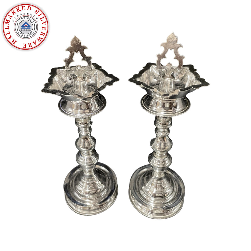 925 Sterling Silver Hallmarked Trishul Samai (Diya) / Kuthu Vilakku Pair
