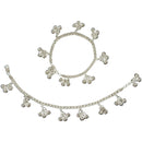 925 Sterling Silver Kids 3mm Mat Chain Designer Bell Anklet - Style