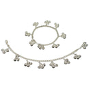 925 Sterling Silver Kids 3mm Mat Chain Designer Bell Anklet - Style