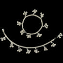 925 Sterling Silver Kids 3mm Mat Chain Designer Bell Anklet - Style