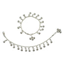 925 Sterling Silver Kids 2mm Rope Chain Designer Bell Anklet - Style