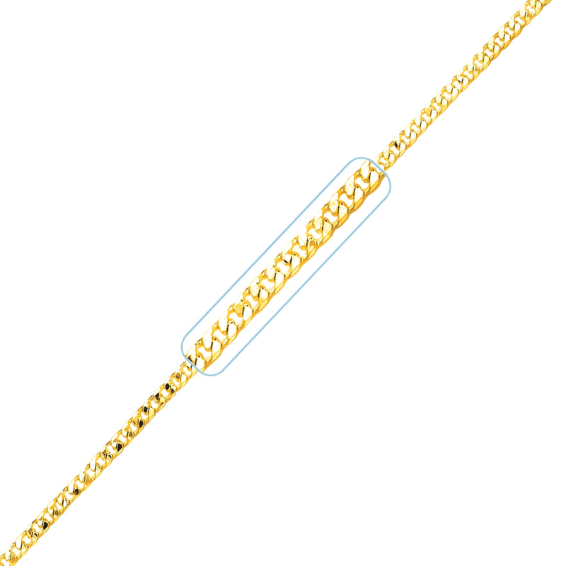 916 Twenty Two Karat (22K) Hallmarked Gold 2.0MM Curb Chain