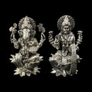 925 Sterling Silver Semi Solid Antique Theme Ganesh & Lakshmi / Laxmi idol (Figurine