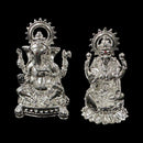 925 Sterling Silver Solid Ganesh & Lakshmi / Laxmi idol (Figurine