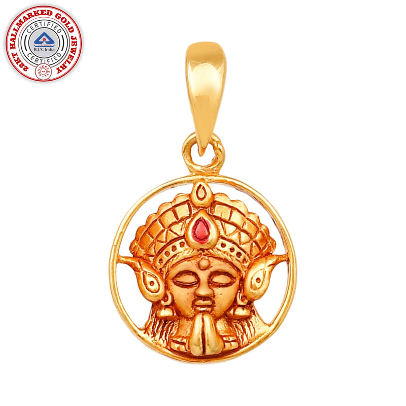 916 Gold Twenty Two Karat (22Kt) Hallmarked Ambe Matha Pendant - Style