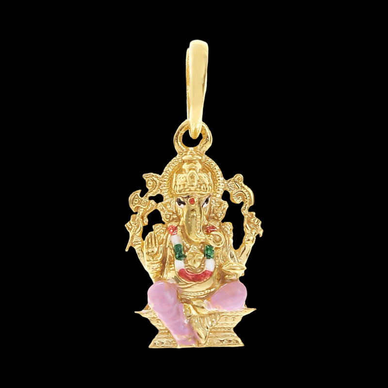 916 Gold Twenty Two Karat (22Kt) Hallmarked Ganesha Pendant - Style