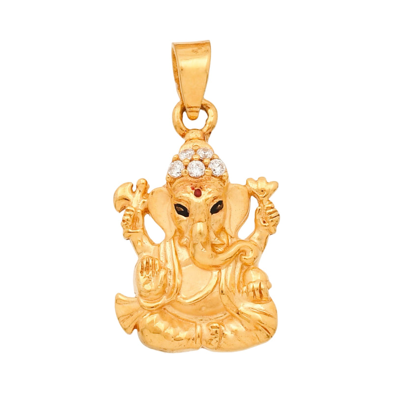 916 Gold Twenty Two Karat (22Kt) Hallmarked Ganesha Pendant - Style