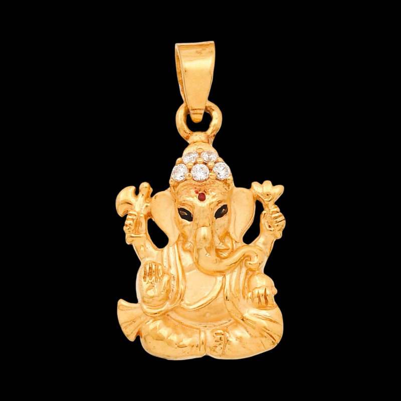 916 Gold Twenty Two Karat (22Kt) Hallmarked Ganesha Pendant - Style