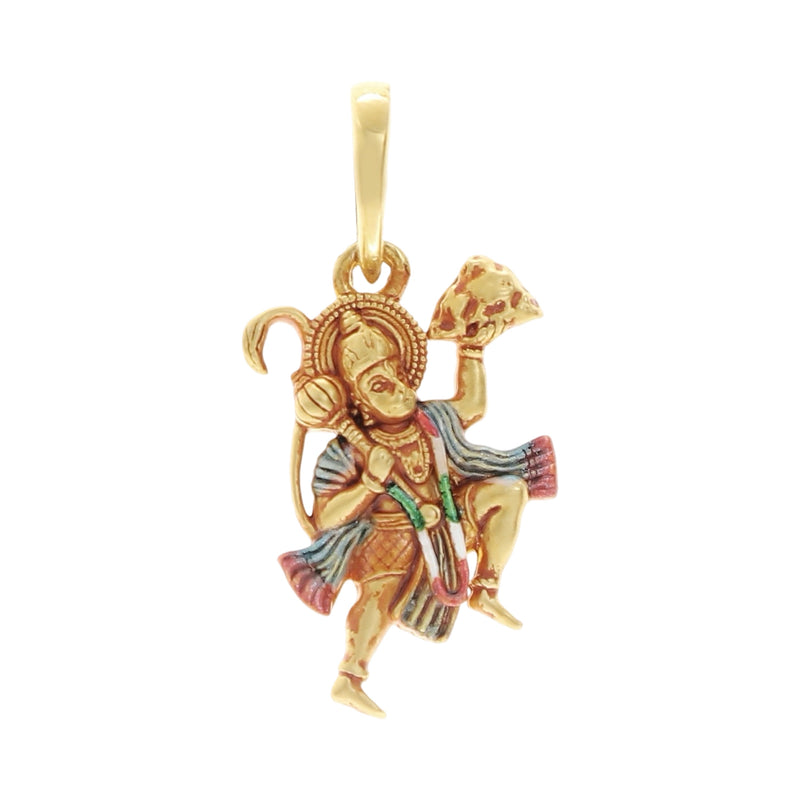 916 Gold Twenty Two Karat (22Kt) Hallmarked Hanuman Pendant - Style