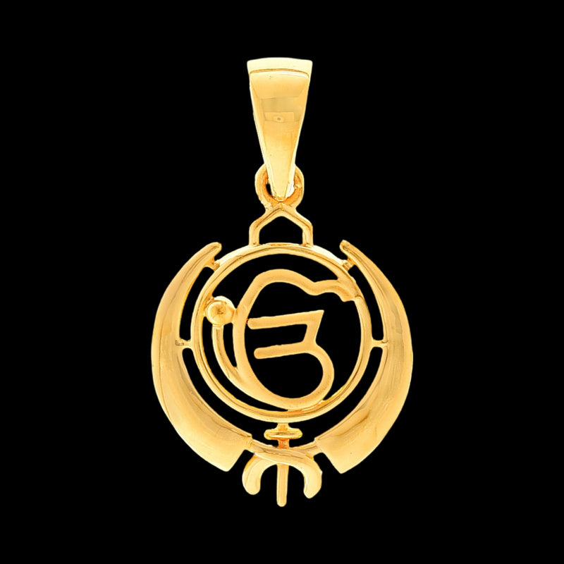 916 Gold Twenty Two Karat (22Kt) Hallmarked Sikh(Punjabi) Onkar Pendant - Style