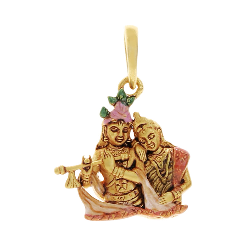 916 Gold Twenty Two Karat (22Kt) Hallmarked Radha Krishna Pendant - Style