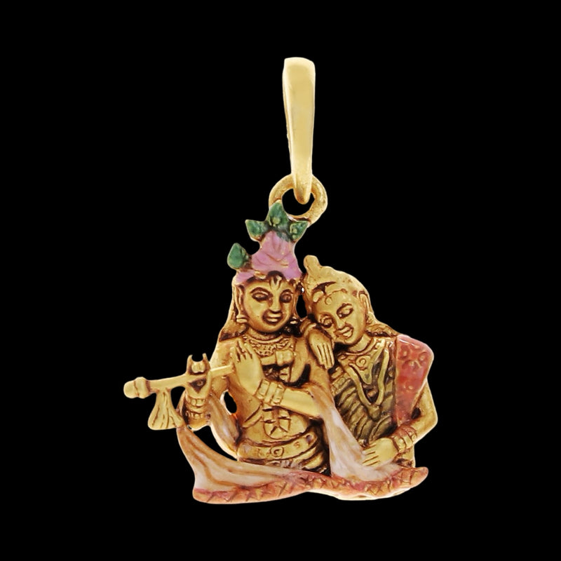 916 Gold Twenty Two Karat (22Kt) Hallmarked Radha Krishna Pendant - Style