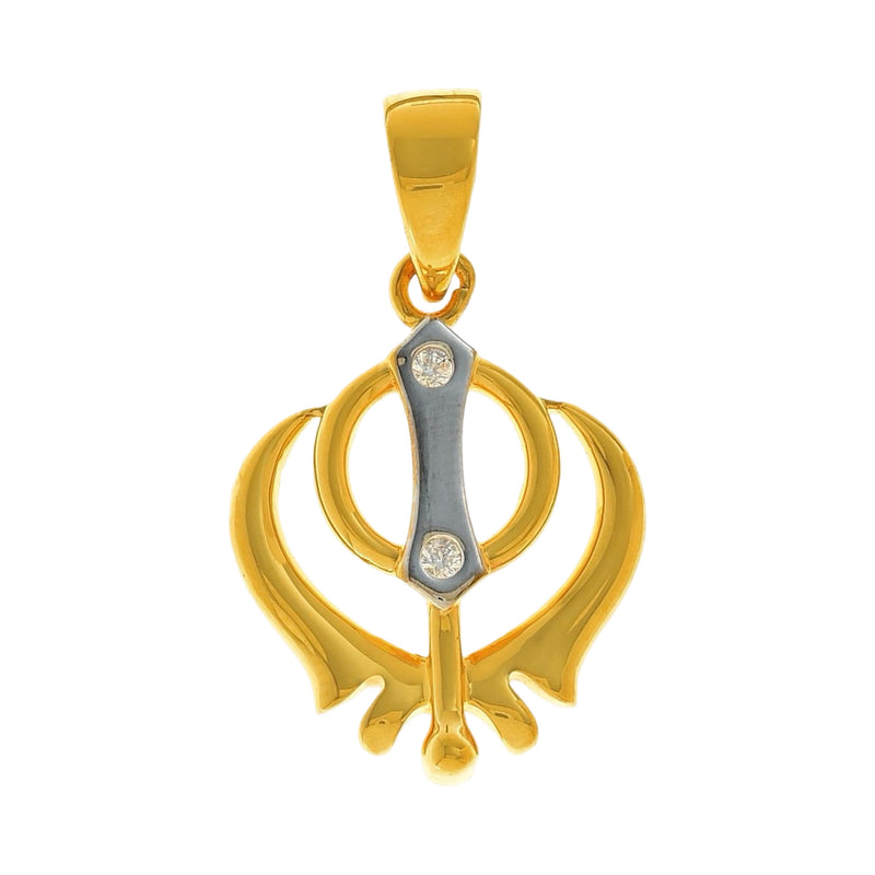 916 Gold Twenty Two Karat (22Kt) Hallmarked Sikh(Punjabi) Nishan Sahib Pendant - Style