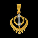 916 Gold Twenty Two Karat (22Kt) Hallmarked Sikh(Punjabi) Nishan Sahib Pendant - Style