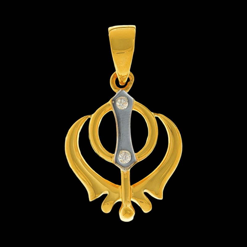 916 Gold Twenty Two Karat (22Kt) Hallmarked Sikh(Punjabi) Nishan Sahib Pendant - Style