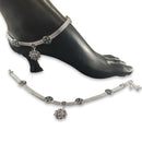 700 Silver Bridal / Party Anklet with Enamel & Stones - Style